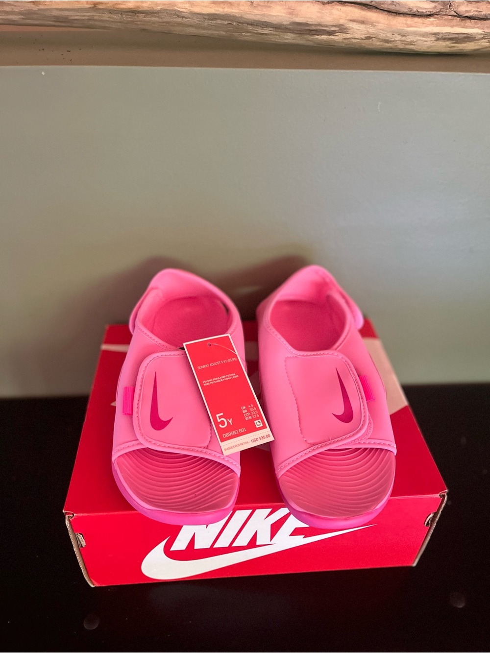 Nike Kids Adjustable Pink Slide Sandals